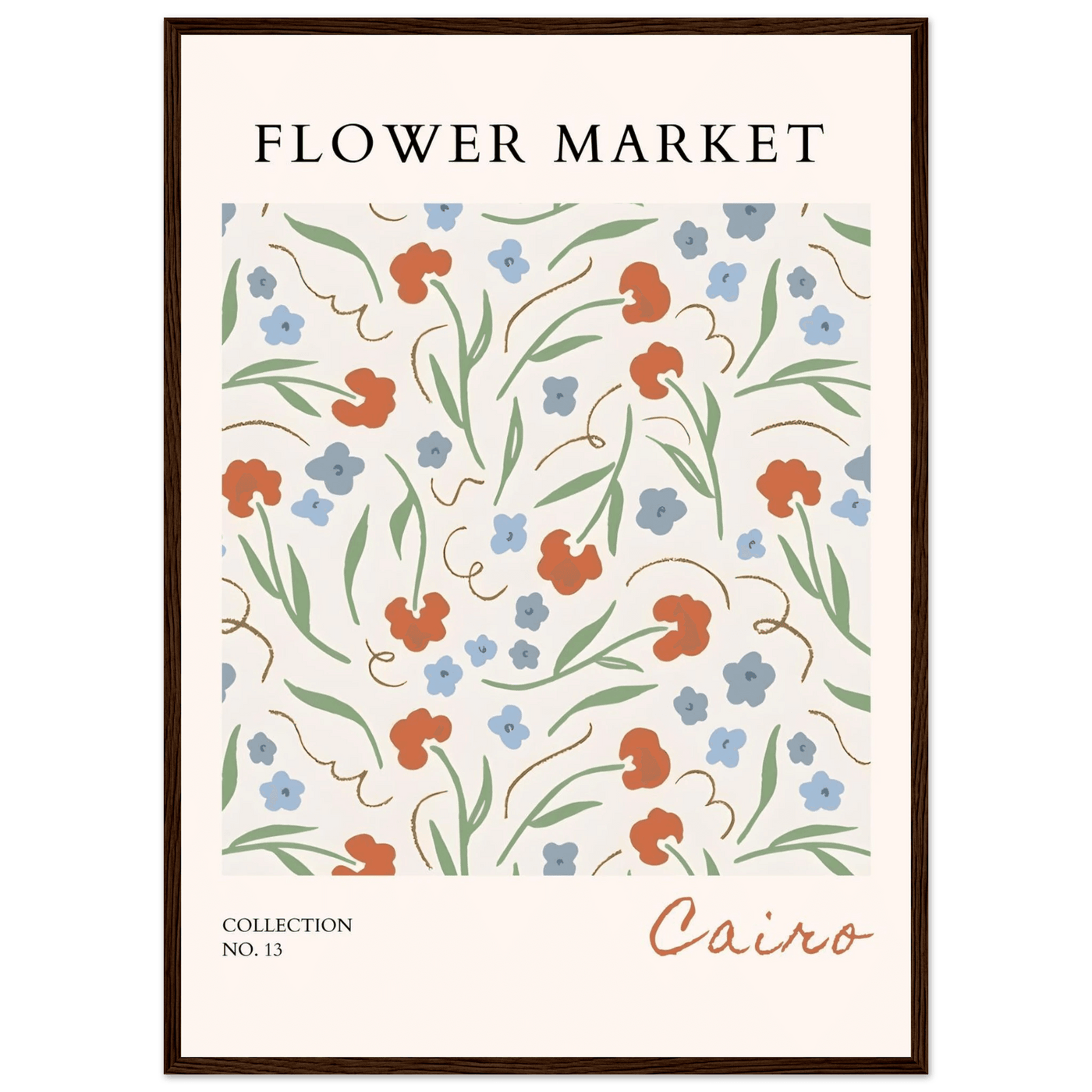 Flower Market Cairo Framed Poster – Abstract Floral Art Print | Earthy Tones & Ready-to-Hang Decor - Vibrantwalls