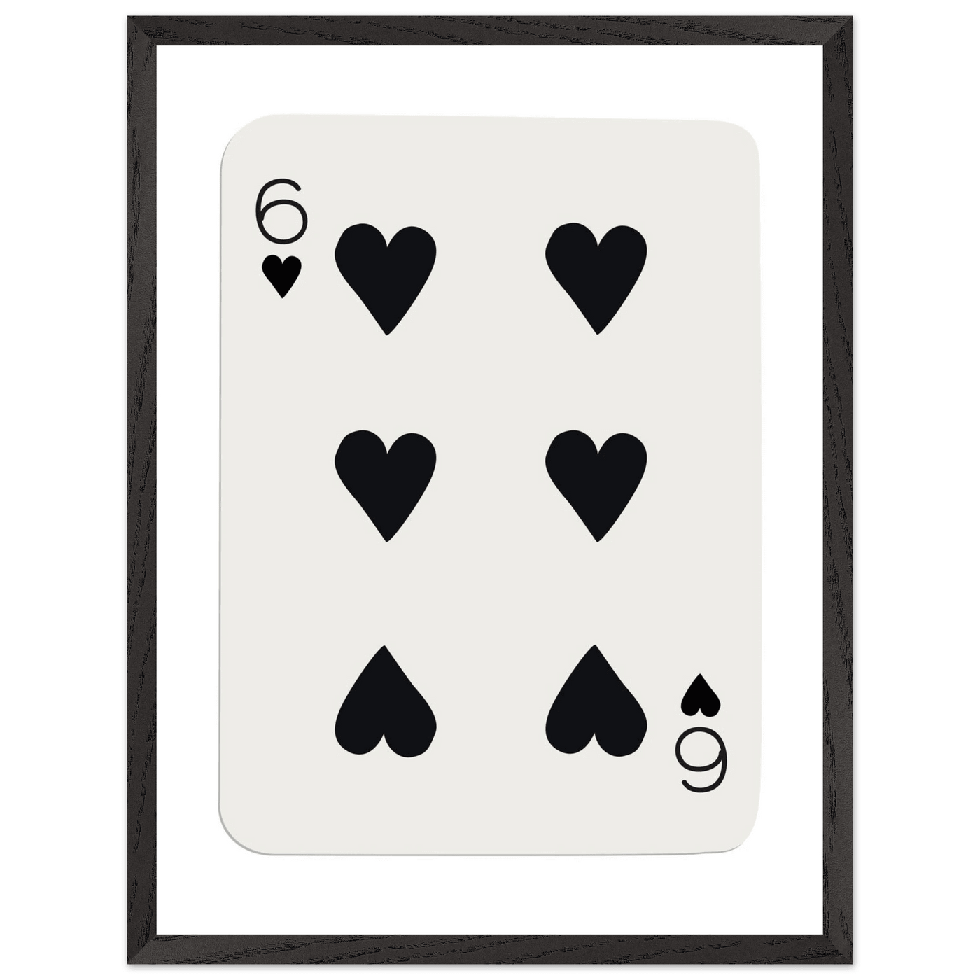 Six of Hearts Poker Card Print - Mounted Framed Poster Art, Eco-Friendly Wood Frame in Your Choice of Frame & Size - Vibrantwalls