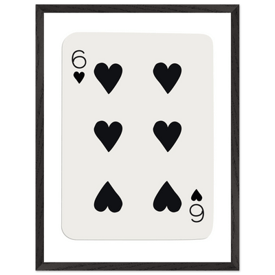 Six of Hearts Poker Card Print - Mounted Framed Poster Art, Eco-Friendly Wood Frame in Your Choice of Frame & Size - Vibrantwalls