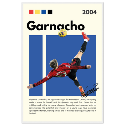 Alejandro Garnacho Manchester United Dynamic Football Poster 60x90 cm 24x36″ White frame Vibrantwalls