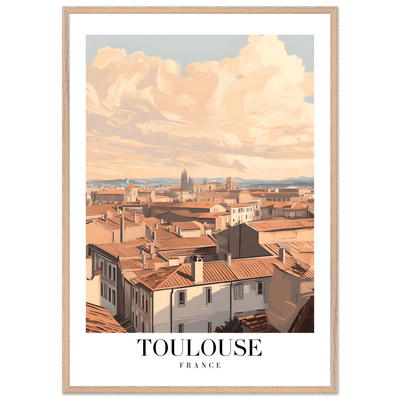 Toulouse France Framed Poster – Vintage Sunset Cityscape Wall Art with Wooden Frame - Vibrantwalls
