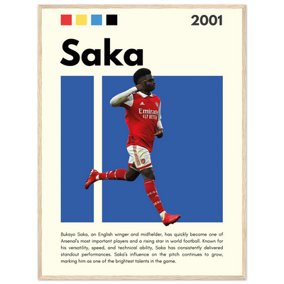 Bukayo Saka Arsenal Framed Poster – Modern Football Art Print for Gooners 60x80 cm 24x32″ Wood frame Vibrantwalls