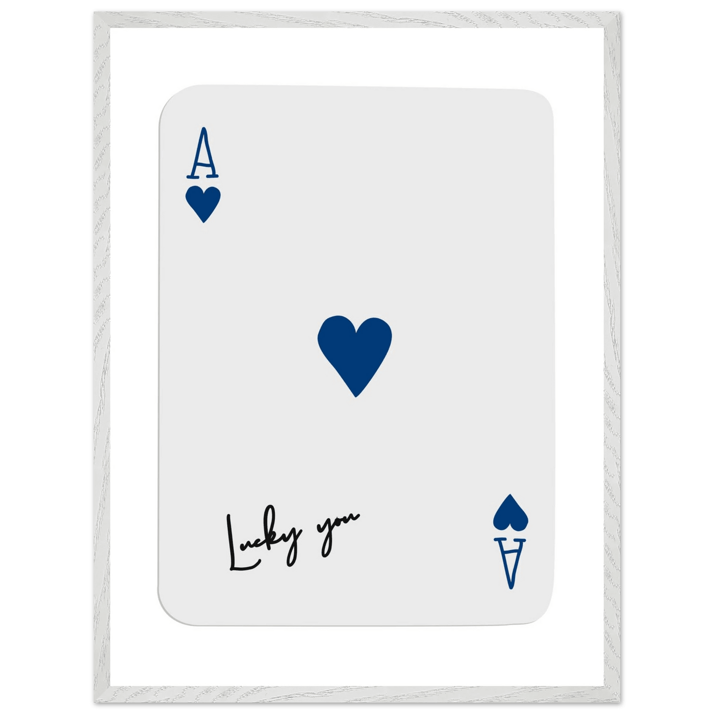 Lucky You Ace of Hearts - Framed Poker Card Art, Minimalist Eclectic Decor, Eco-Friendly Wood Frame - Vibrantwalls