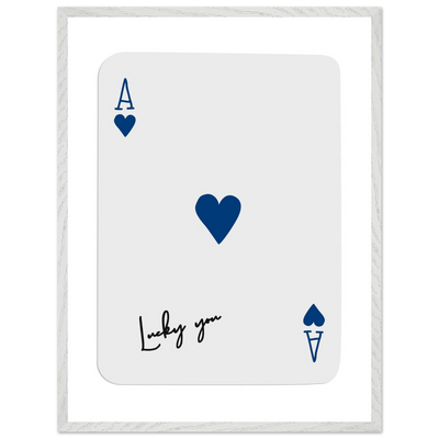 Lucky You Ace of Hearts - Framed Poker Card Art, Minimalist Eclectic Decor, Eco-Friendly Wood Frame - Vibrantwalls