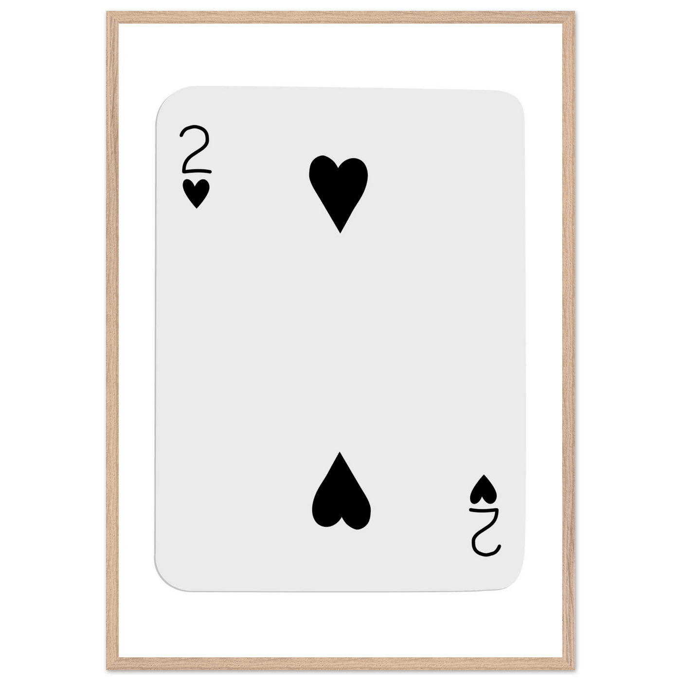 Two of Hearts Poker Card Print - Framed Wall Art, Eco-Friendly Wood Frame in Multiple Sizes & Finishes - Vibrantwalls