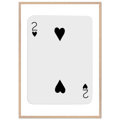 Two of Hearts Poker Card Print - Framed Wall Art, Eco-Friendly Wood Frame in Multiple Sizes & Finishes - Vibrantwalls