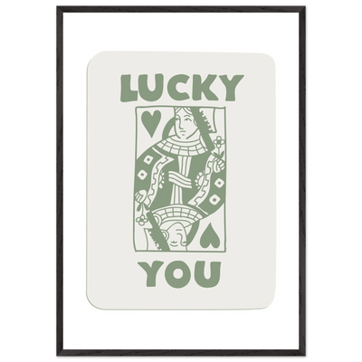Lucky You Poker Card Print - Queen of Hearts Framed Art - Eco-Friendly Wood Frame - Vibrantwalls