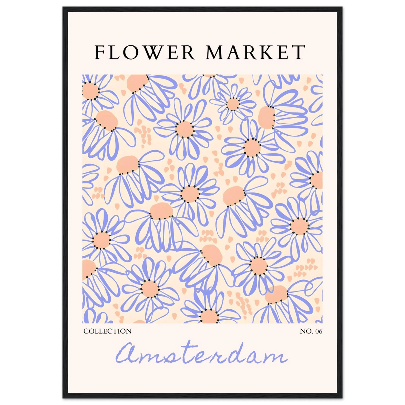 Abstract Floral Market Framed Poster – Whimsical Amsterdam Daisy Art Prints | Ready-to-Hang in Various Sizes - Vibrantwalls