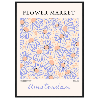 Abstract Floral Market Framed Poster – Whimsical Amsterdam Daisy Art Prints | Ready-to-Hang in Various Sizes - Vibrantwalls