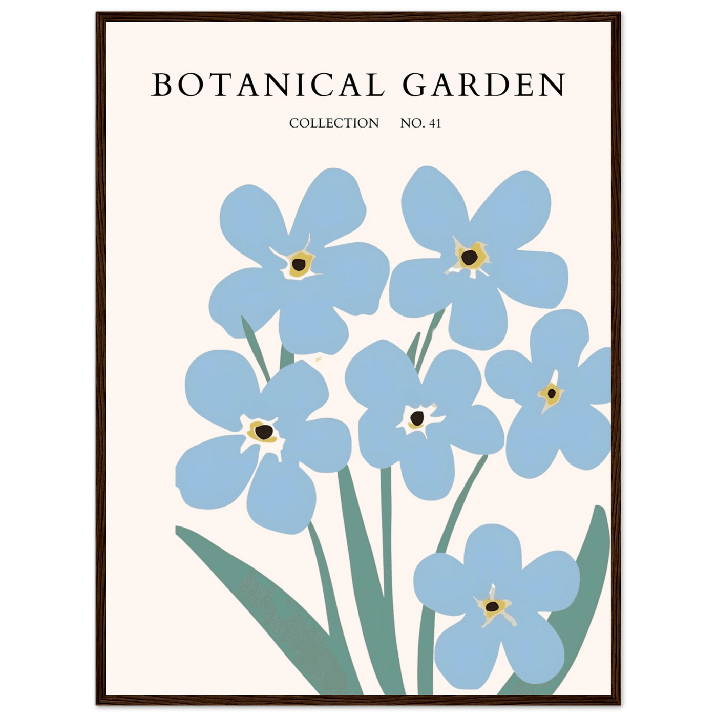Botanical Garden Forget-Me-Nots Framed Poster - Soft Blue Floral Art Print | Ready-to-Hang Wall Decor - Vibrantwalls