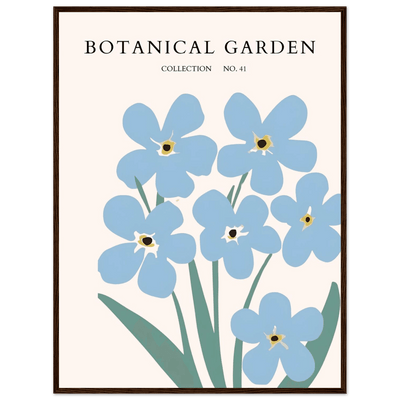 Botanical Garden Forget-Me-Nots Framed Poster - Soft Blue Floral Art Print | Ready-to-Hang Wall Decor - Vibrantwalls