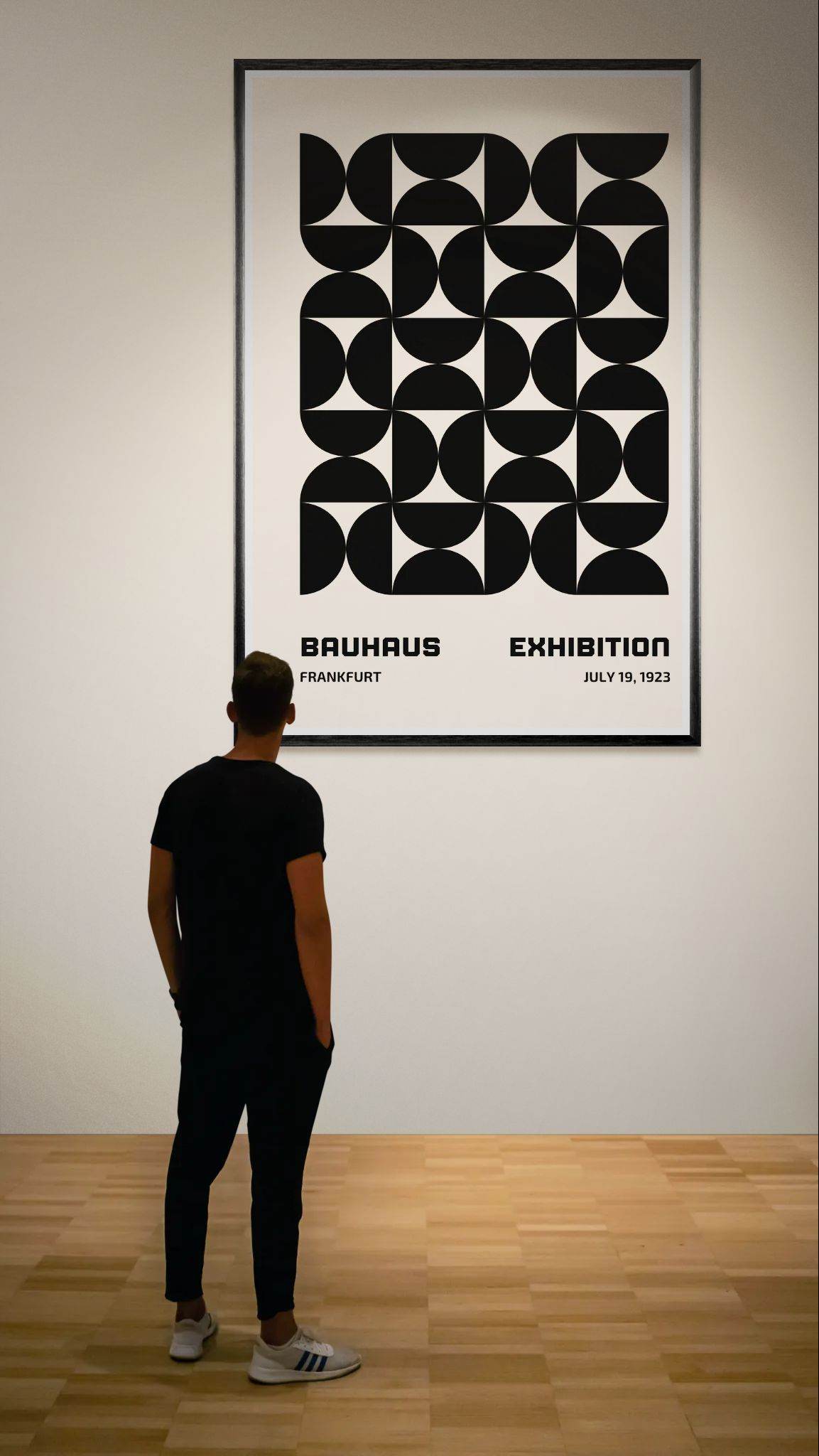 Bauhaus Black Beige Geometric Movement Design Poster Wall Art - Vibrantwalls