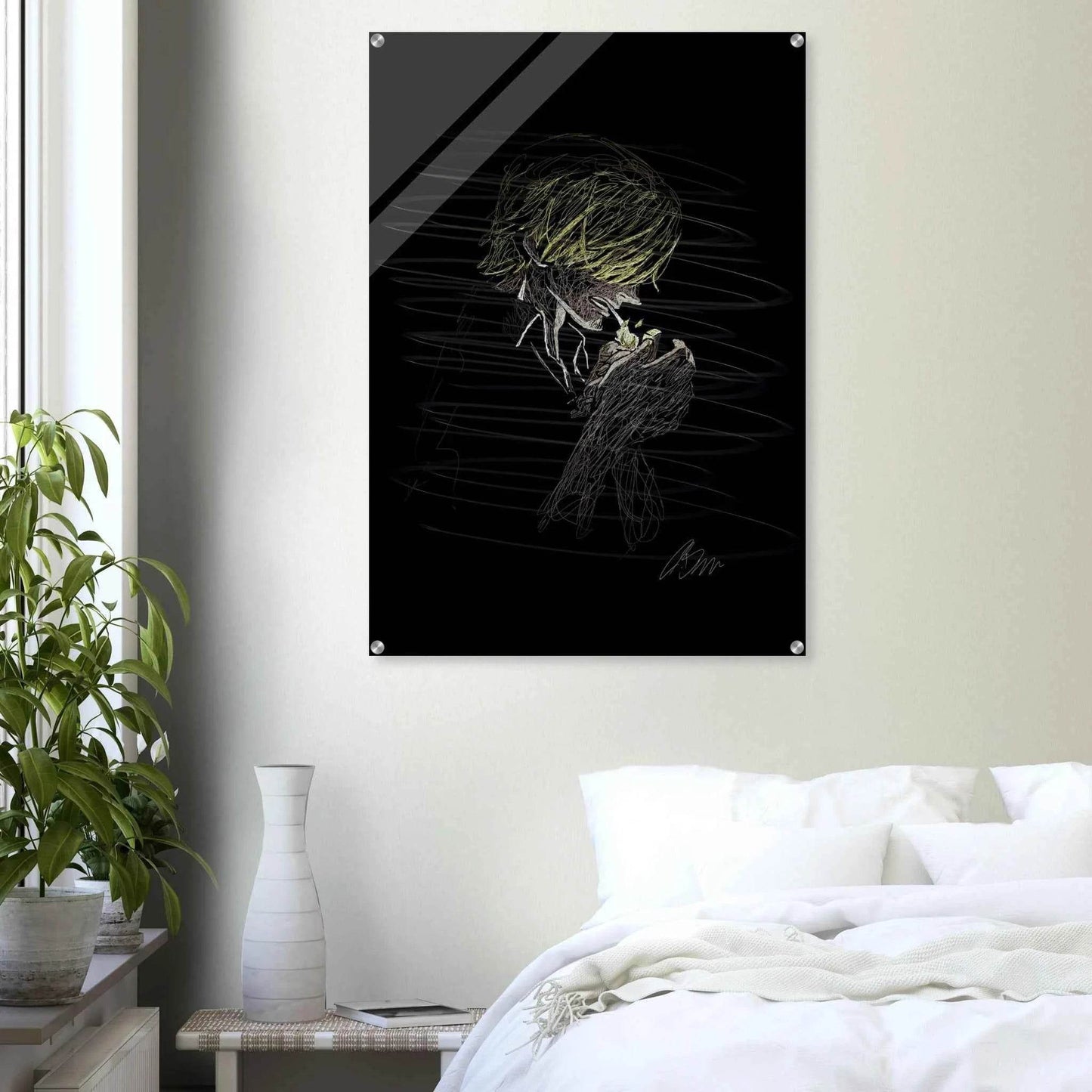 Manga Anime Wall Decor - Scribble Art Acrylic Print for Abstract Luminous Modern Home Aesthetics - Vibrantwalls