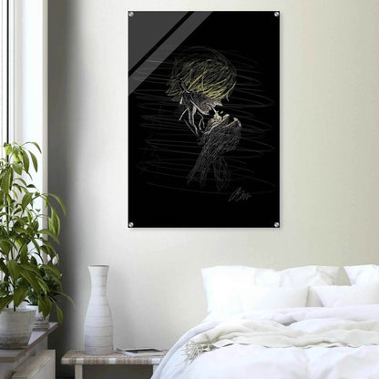 Manga Anime Wall Decor - Scribble Art Acrylic Print for Abstract Luminous Modern Home Aesthetics - Vibrantwalls