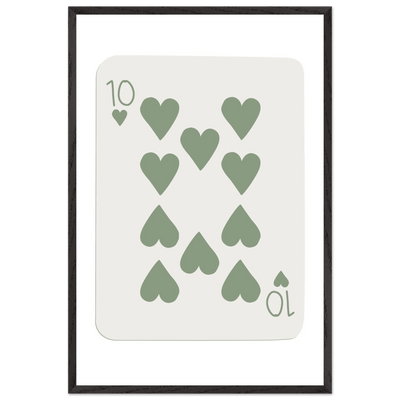 Minimalist Ten of Hearts Poker Card Print - Mounted & Framed Wall Art, Eco-Friendly Wood Frame in Your Choice of Finish - Vibrantwalls