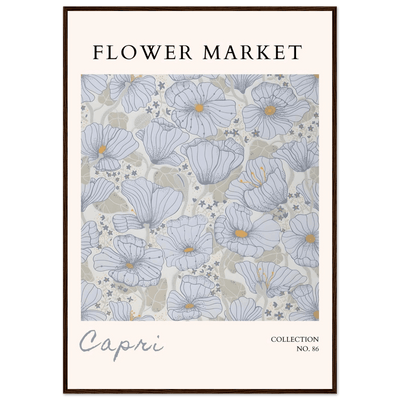 Capri Flower Market Framed Poster – Serene Floral Art Print in Cool Tones | Ready-to-Hang Wall Decor - Vibrantwalls