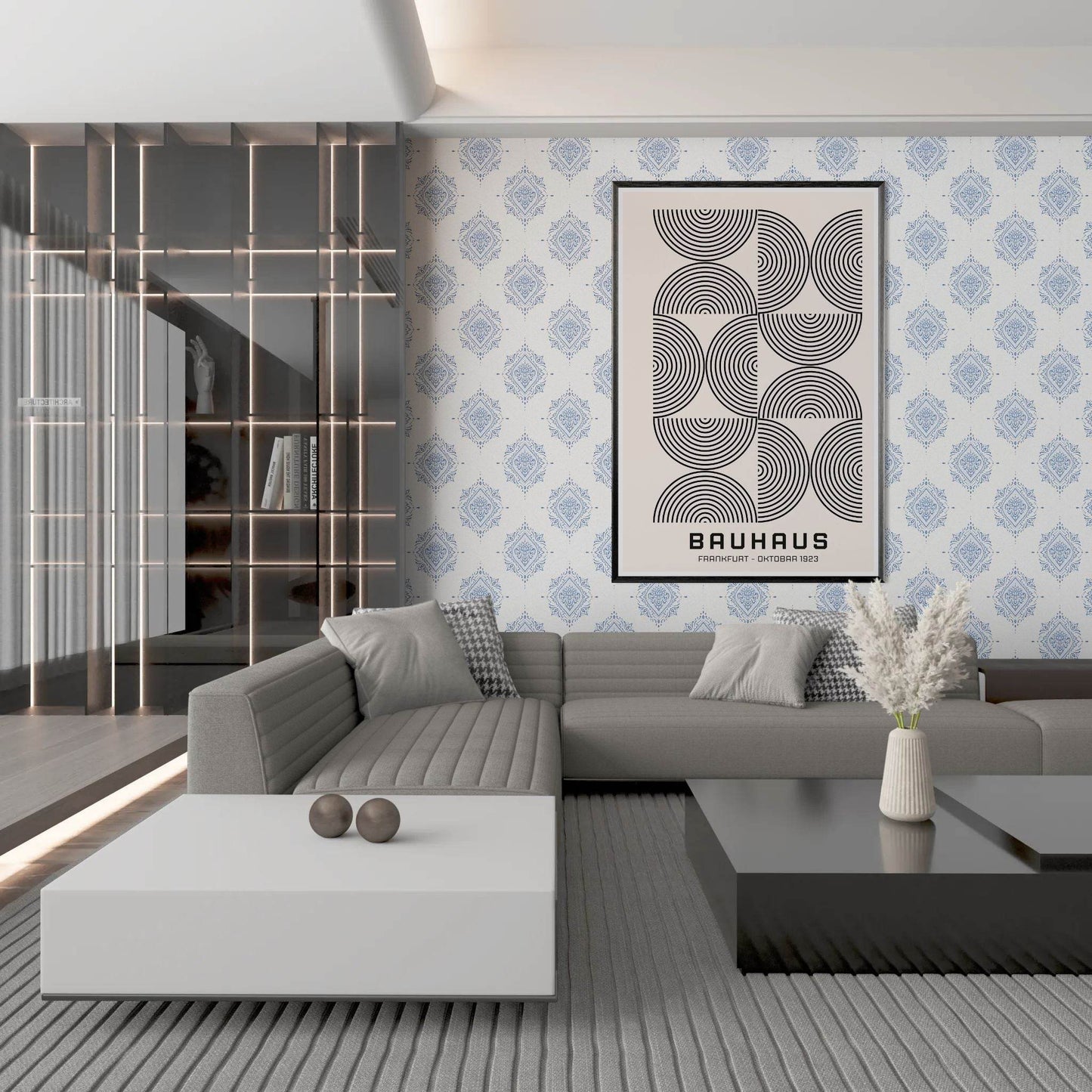 Bauhaus Black Beige Movement Style Design Poster Wall Art - Vibrantwalls