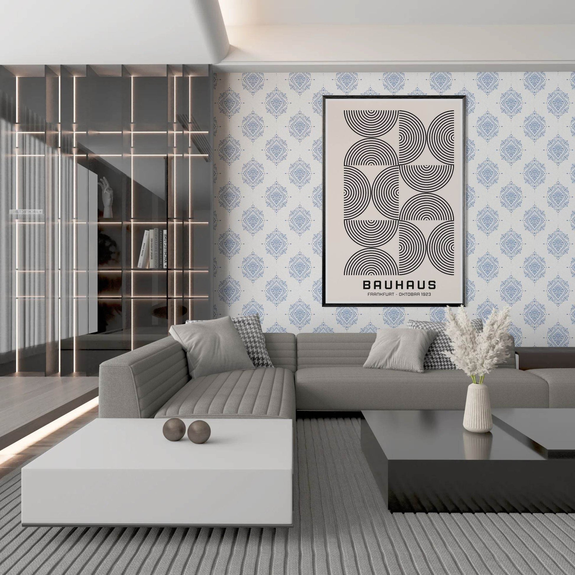 Bauhaus Black Beige Movement Style Design Poster Wall Art - Vibrantwalls