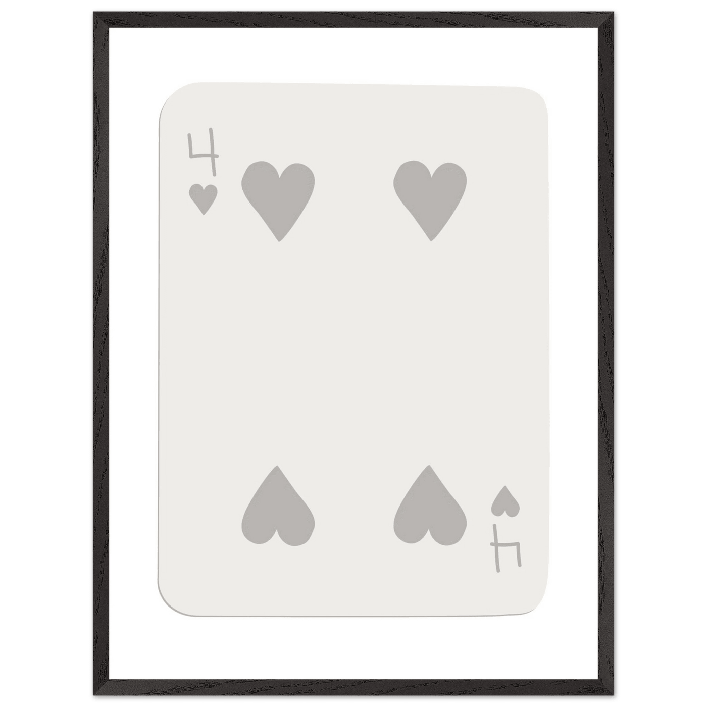 Four of Hearts Poker Card Print - Minimalist Mounted Framed Poster Art, Eco-Friendly Wood Frame - Vibrantwalls