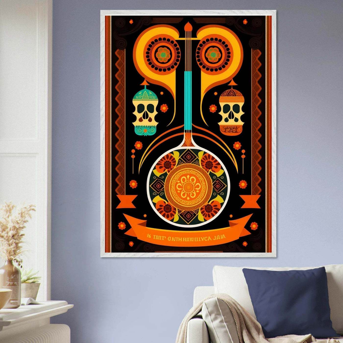 Vibrant Day of the Dead Guitar - Vibrantwalls