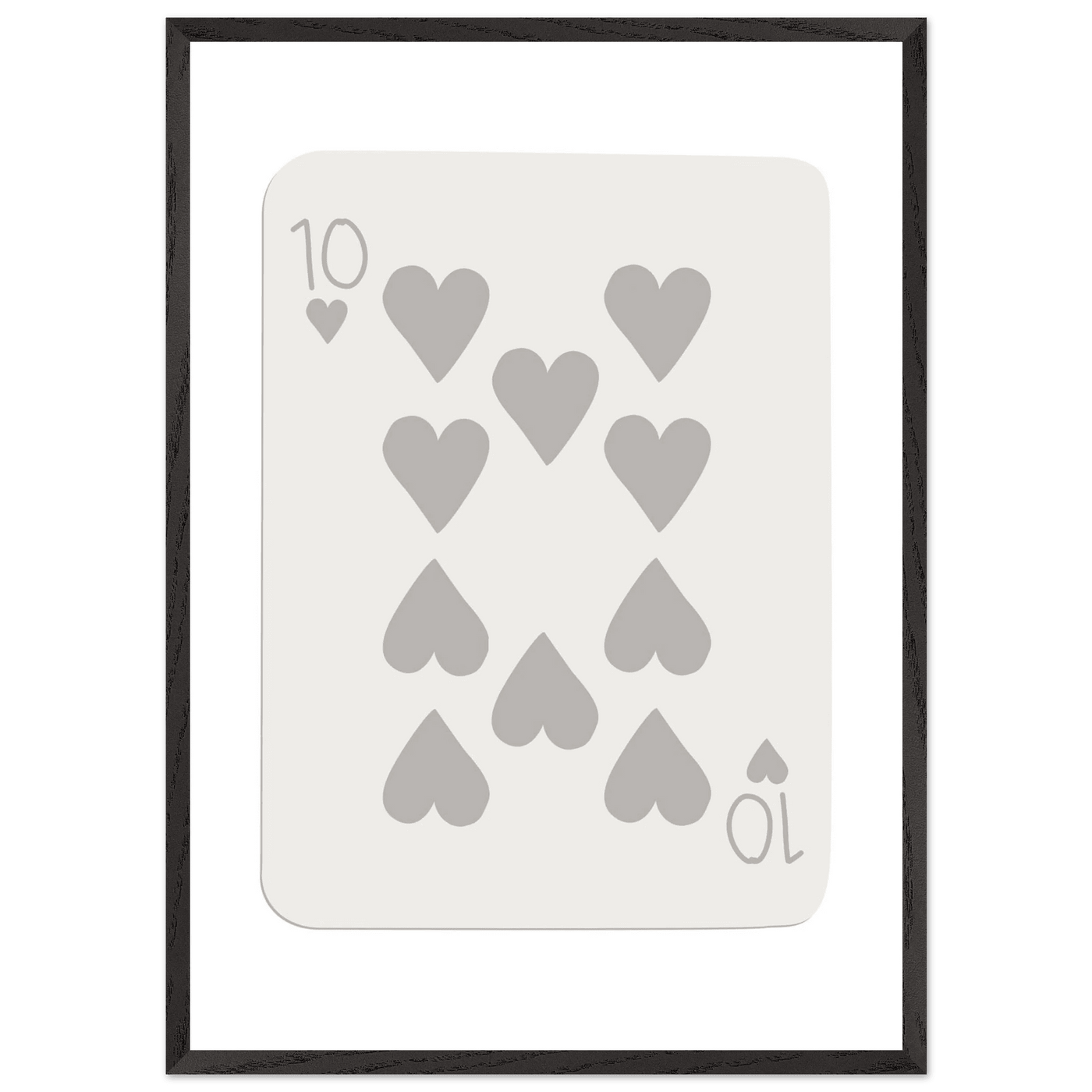 Minimalist Ten of Hearts Playing Card Print - Framed Poster Art, Eco-Friendly Wood Frame in Your Choice of Size & Finish - Vibrantwalls