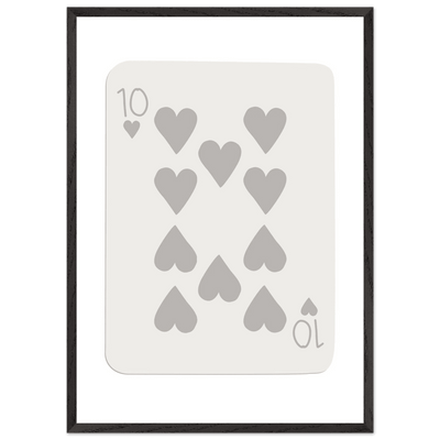 Minimalist Ten of Hearts Playing Card Print - Framed Poster Art, Eco-Friendly Wood Frame in Your Choice of Size & Finish - Vibrantwalls