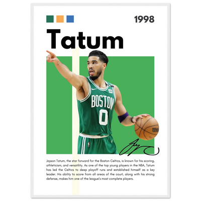 Jayson Tatum Boston Celtics Star Framed Poster A1 (59.4 x 84.1 cm) White frame Vibrantwalls
