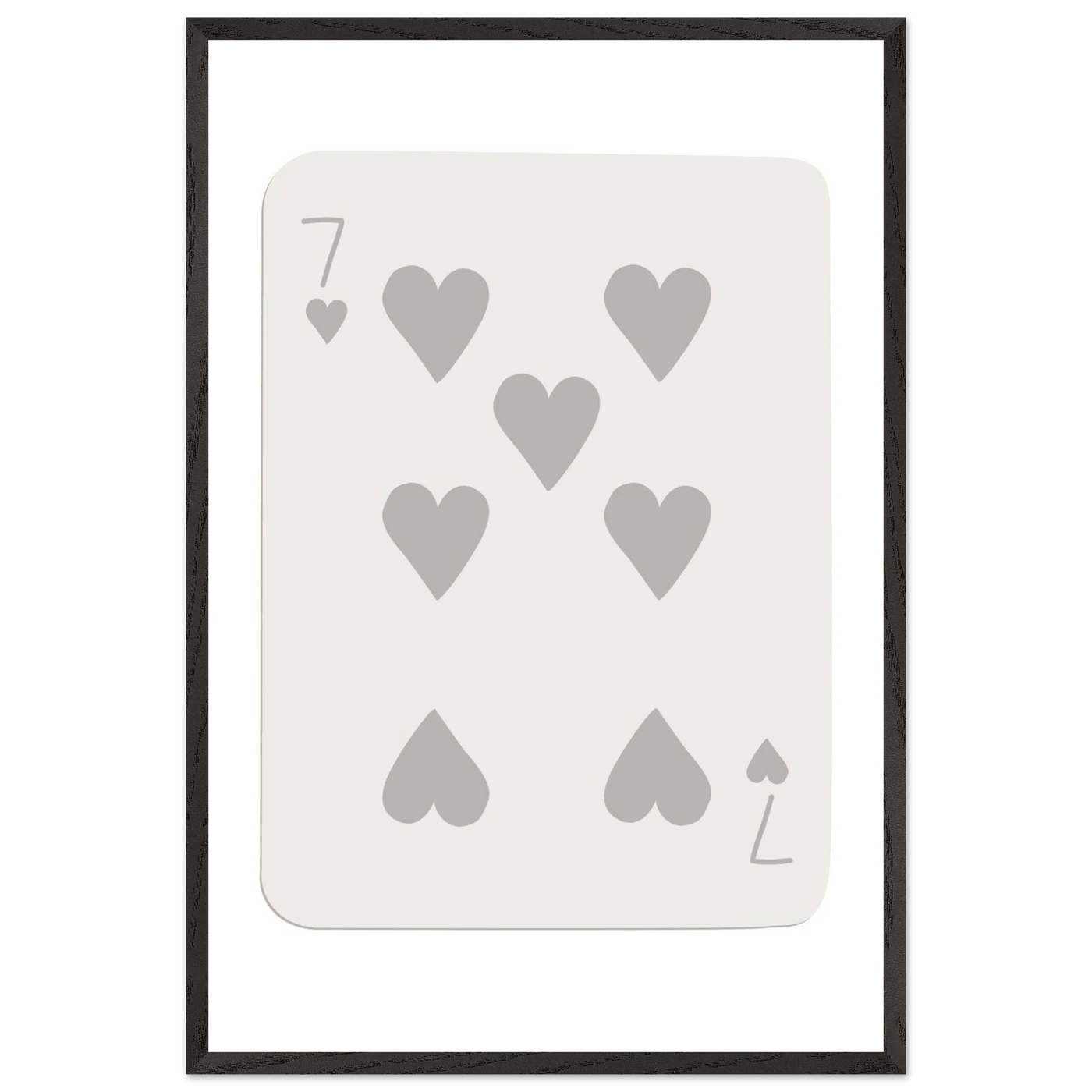 Minimalist Poker Card Print - Seven of Hearts - Mounted Eco-Friendly Framed Art, Custom Sizes & Finishes - Vibrantwalls