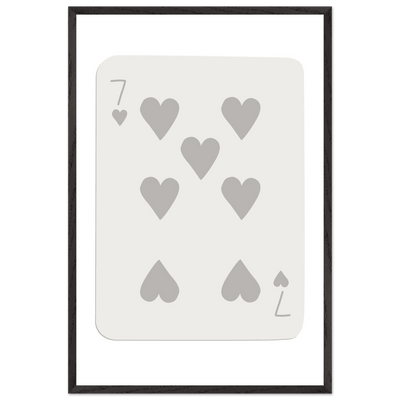 Minimalist Poker Card Print - Seven of Hearts - Mounted Eco-Friendly Framed Art, Custom Sizes & Finishes - Vibrantwalls