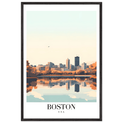 Boston Cityscape Framed Poster – Modern Travel Wall Art with Wooden Frame & Multiple Sizes - Vibrantwalls