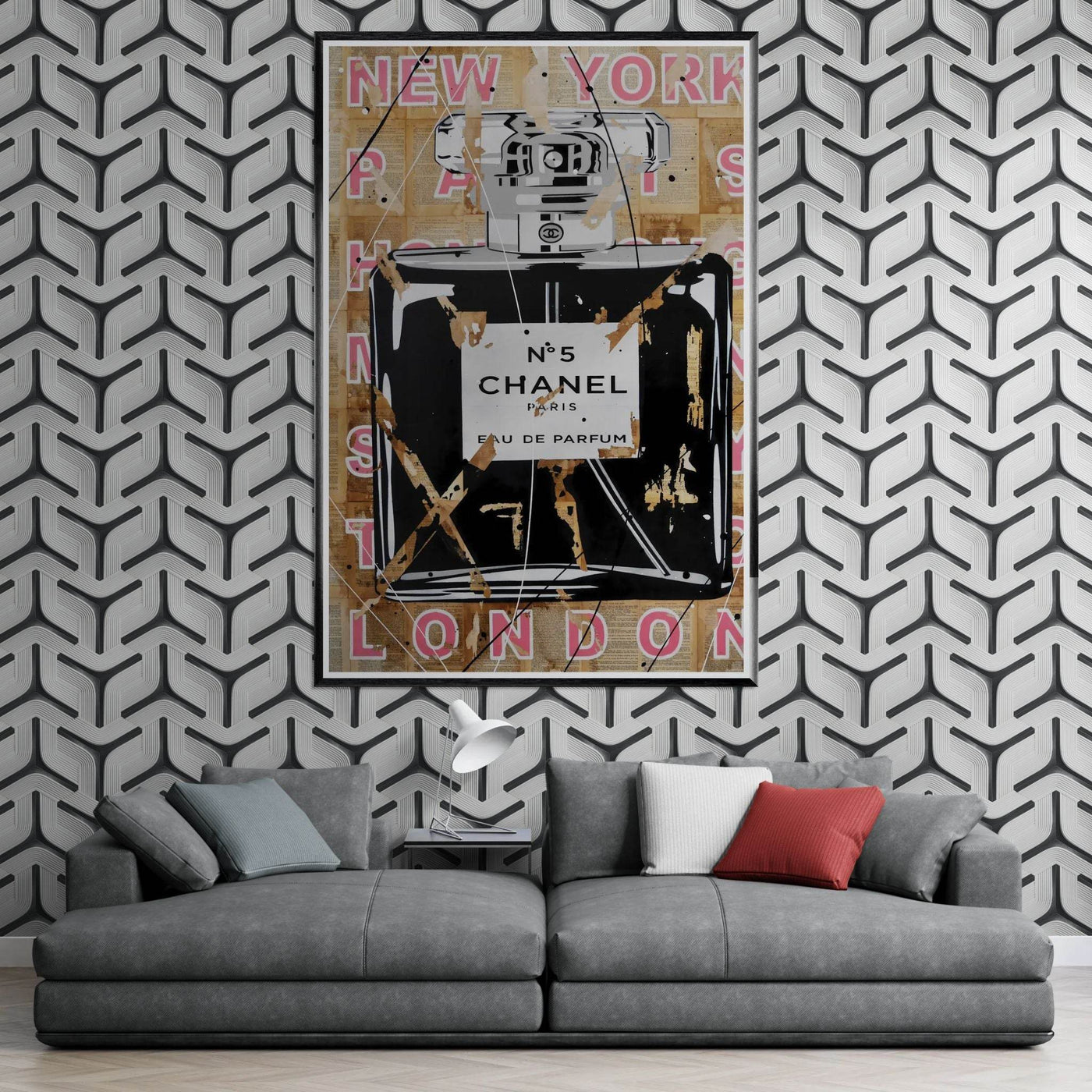 Chanel No. 5 Abstract Luxury Perfume Art Print – Premium Framed Pop Art for Modern Interiors - Vibrantwalls