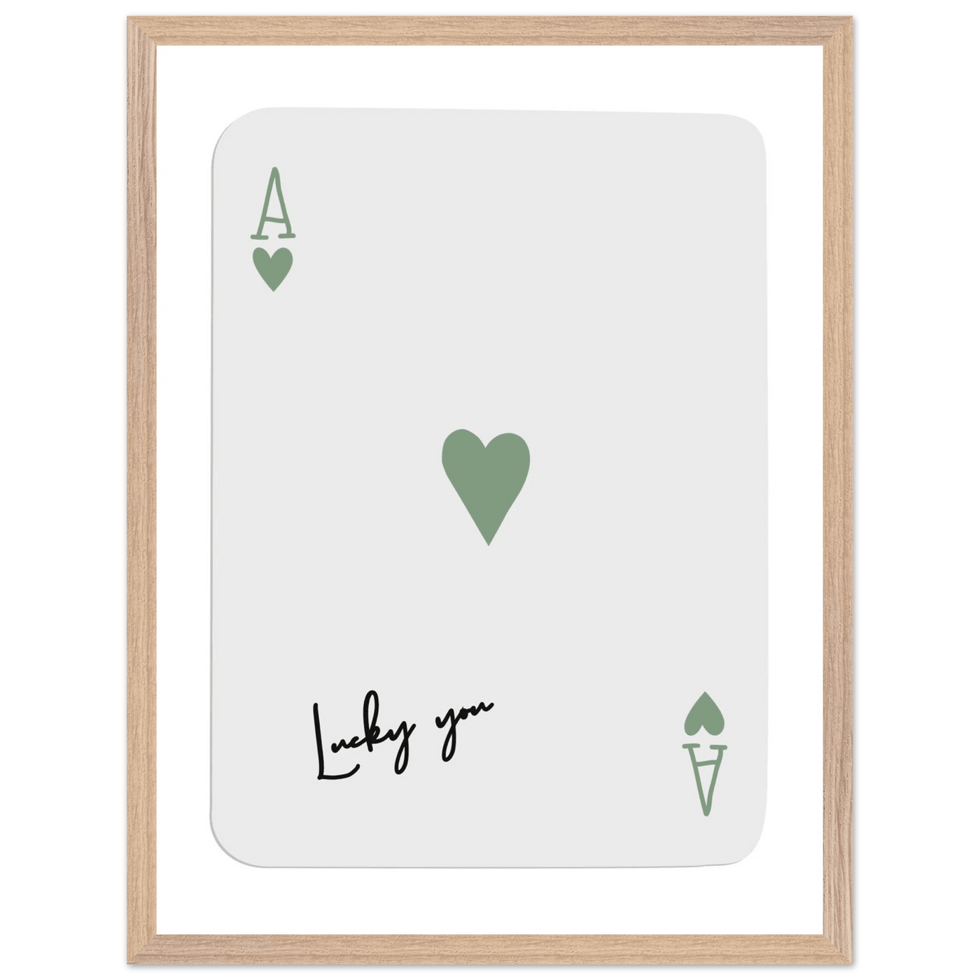Lucky You Ace of Hearts Poker Card Print - Mounted Framed Poster Art, Eco-Friendly Wood Frame - Vibrantwalls