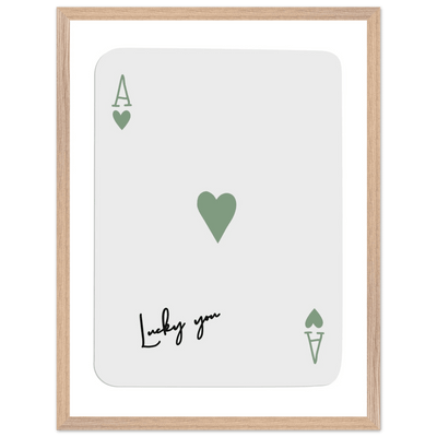 Lucky You Ace of Hearts Poker Card Print - Mounted Framed Poster Art, Eco-Friendly Wood Frame - Vibrantwalls