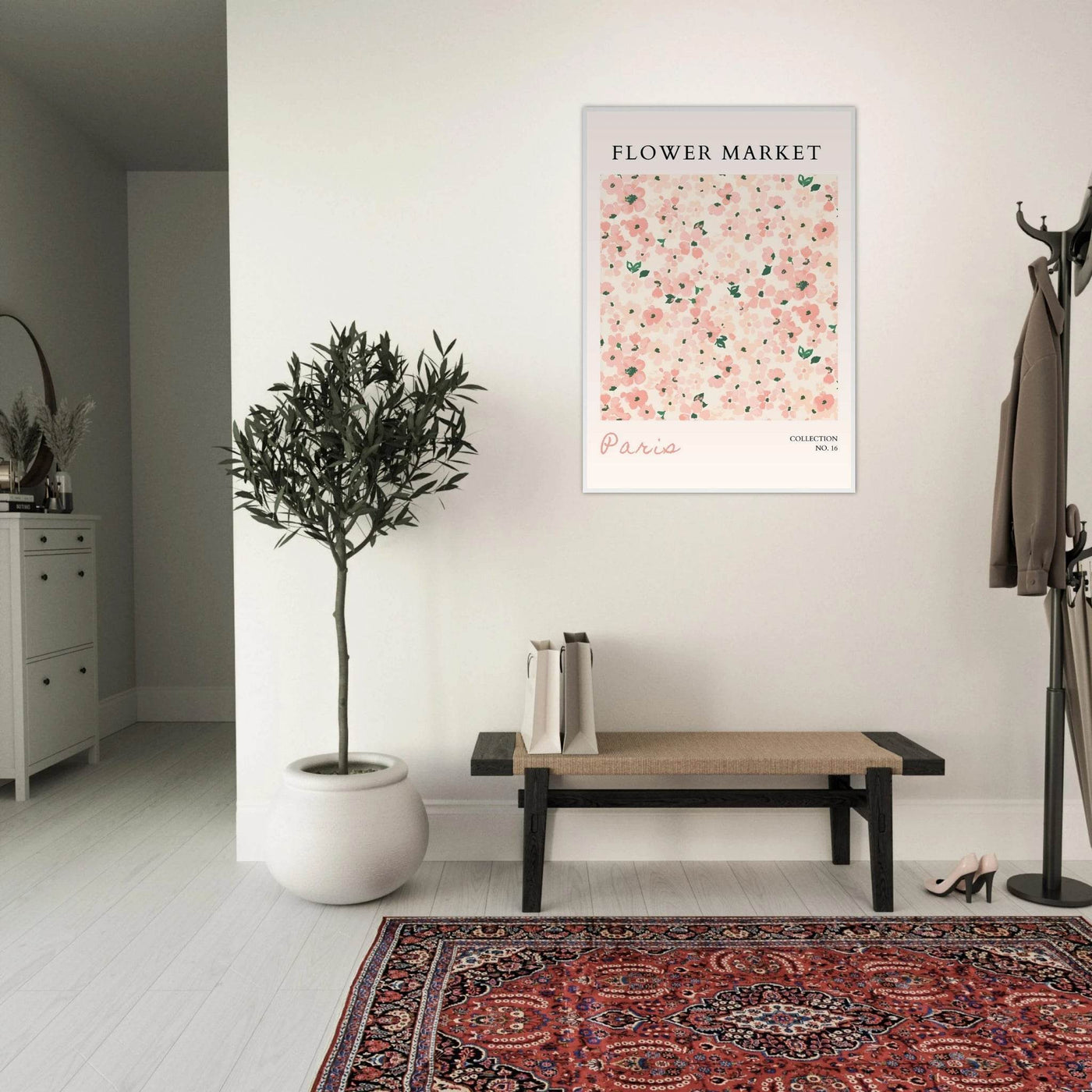 Paris Flower Market Framed Poster – Blush Floral Art Print | Ready-to-Hang Wall Decor in Multiple Sizes & Frame Finishes - Vibrantwalls