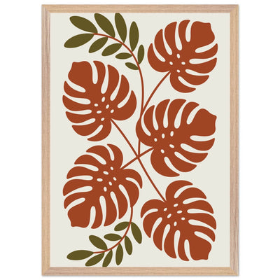 Monstera Leaf Composition in Terracotta Tones - Vibrantwalls