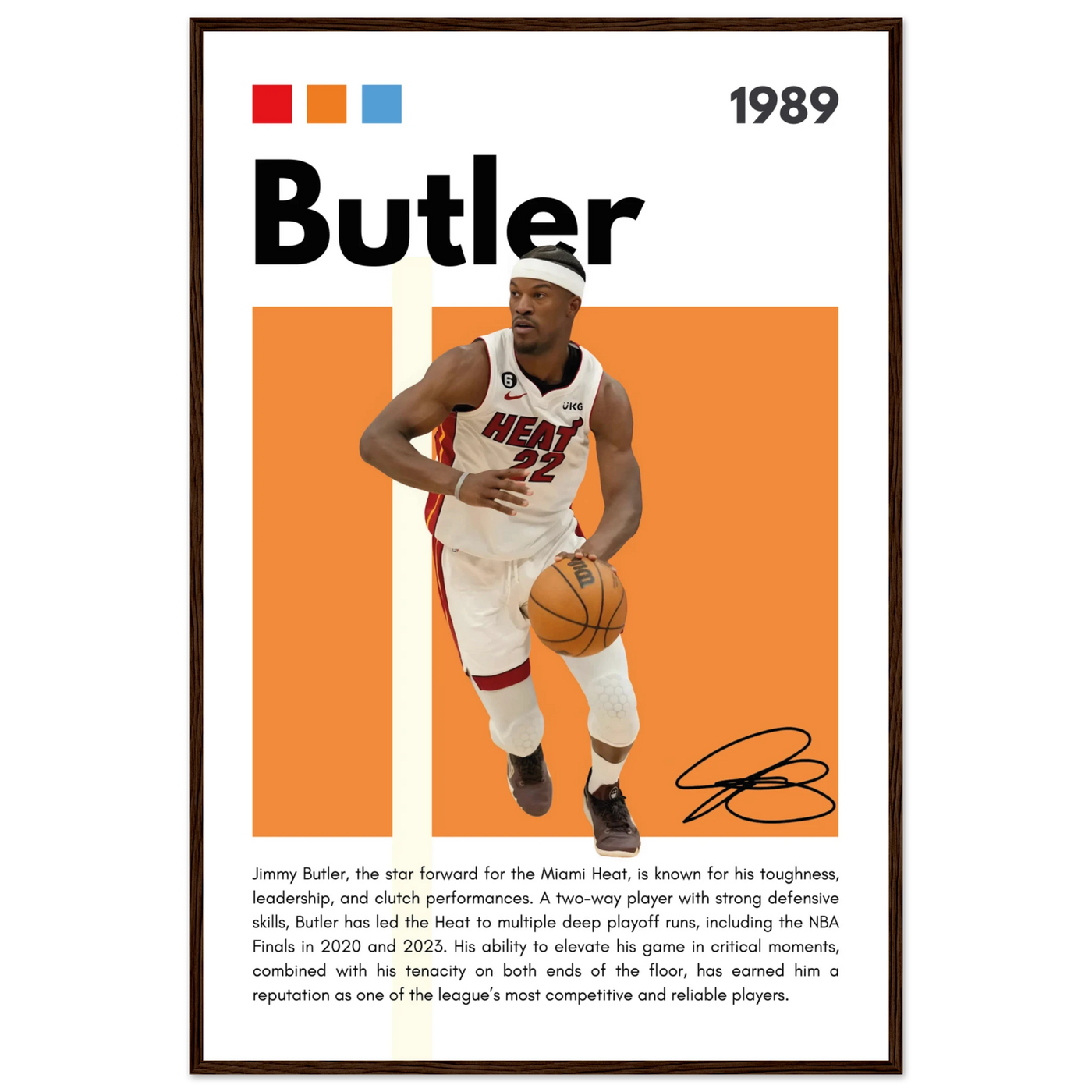 Jimmy Butler Heat Culture Miami Framed Poster 60x90 cm 24x36″ Dark wood frame Vibrantwalls