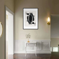 Queen of Spades Poker Card Print - Elegant Black & White Mounted Framed Poster Art, Eco-Friendly Wood Frame - Vibrantwalls