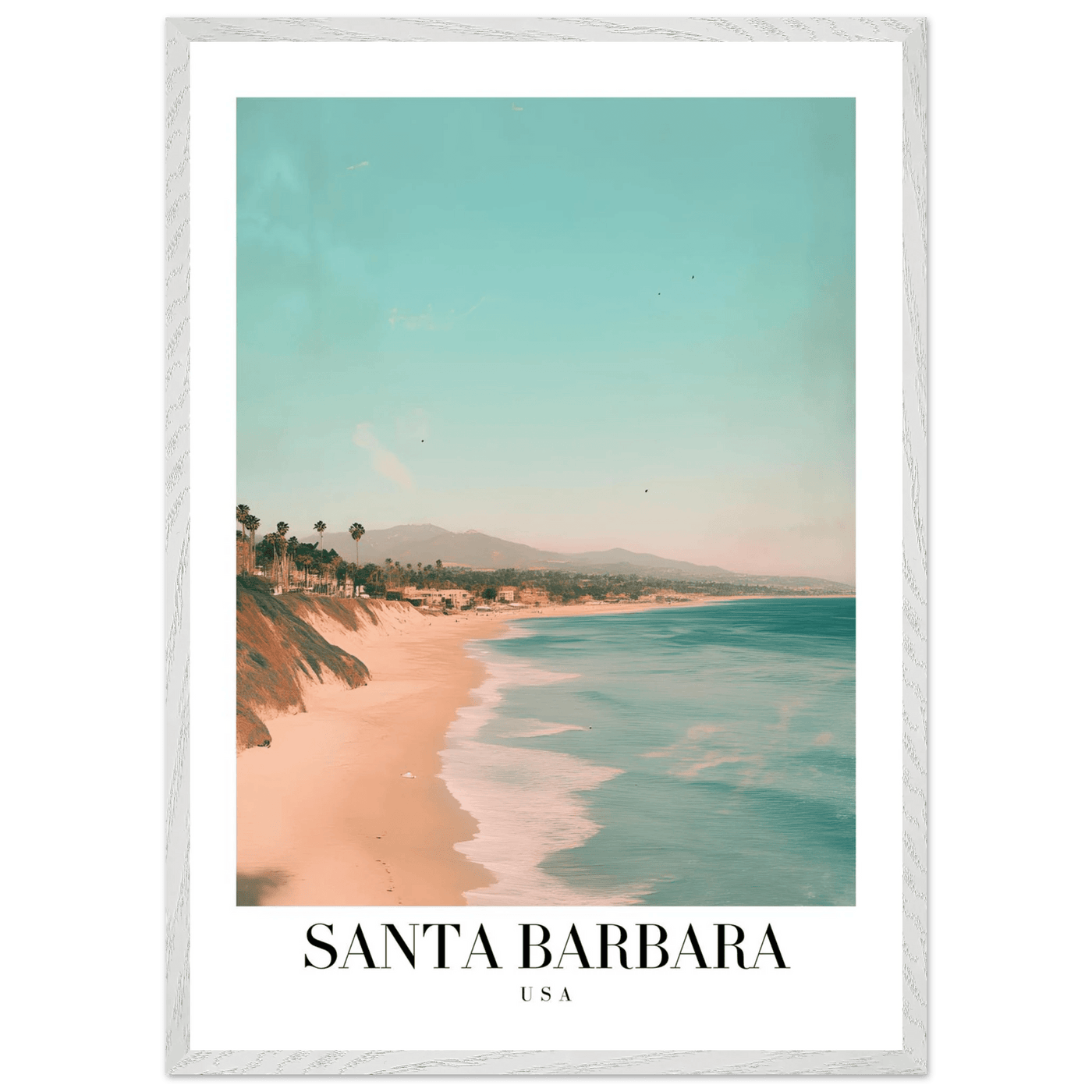 Santa Barbara USA Framed Poster – Pastel Beach Travel Wall Art in Your Choice of Frame - Vibrantwalls