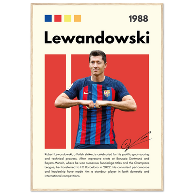 Robert Lewandowski FC Barcelona Framed Football Poster 70x100 cm 28x40″ Wood frame Vibrantwalls