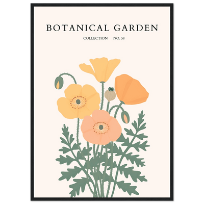 Botanical Garden Poppy Framed Poster – Warm Hues & Nature Art Print | Ready-to-Hang Floral Decor - Vibrantwalls