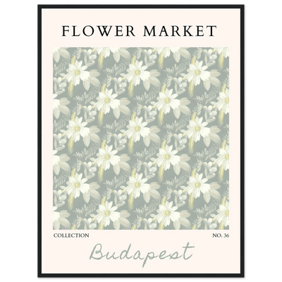 Budapest Flower Market Framed Poster – Elegant Botanical Art Print in Sage Green | Ready-to-Hang Wall Decor - Vibrantwalls