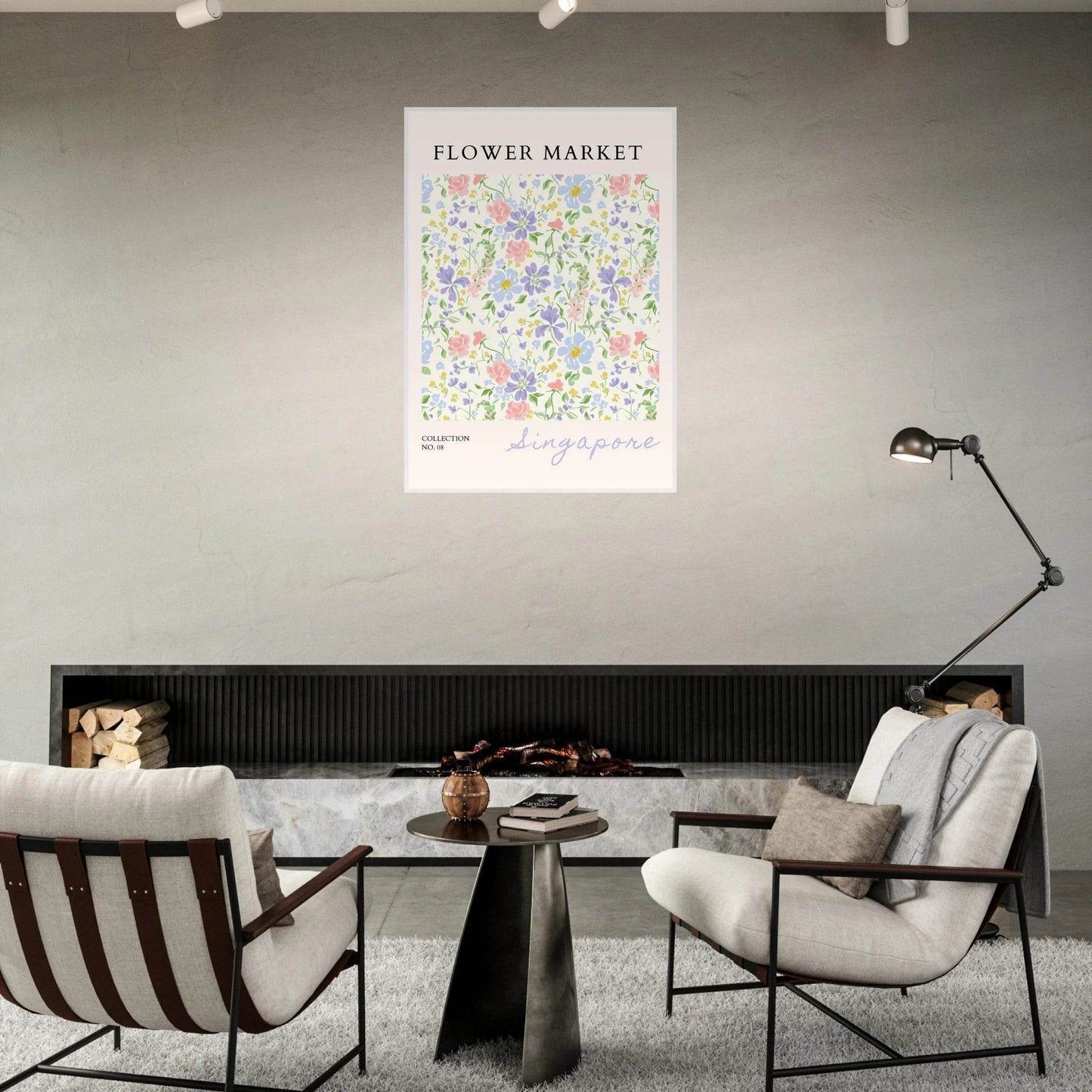 Singapore Flower Market Pastel Botanical Ready-to-Hang - Wall Art - Vibrantwalls