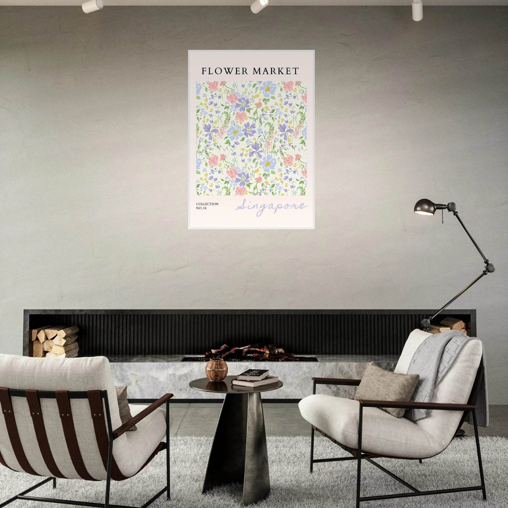 Singapore Flower Market Pastel Botanical Ready-to-Hang - Wall Art - Vibrantwalls