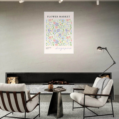 Singapore Flower Market Pastel Botanical Ready-to-Hang - Wall Art - Vibrantwalls