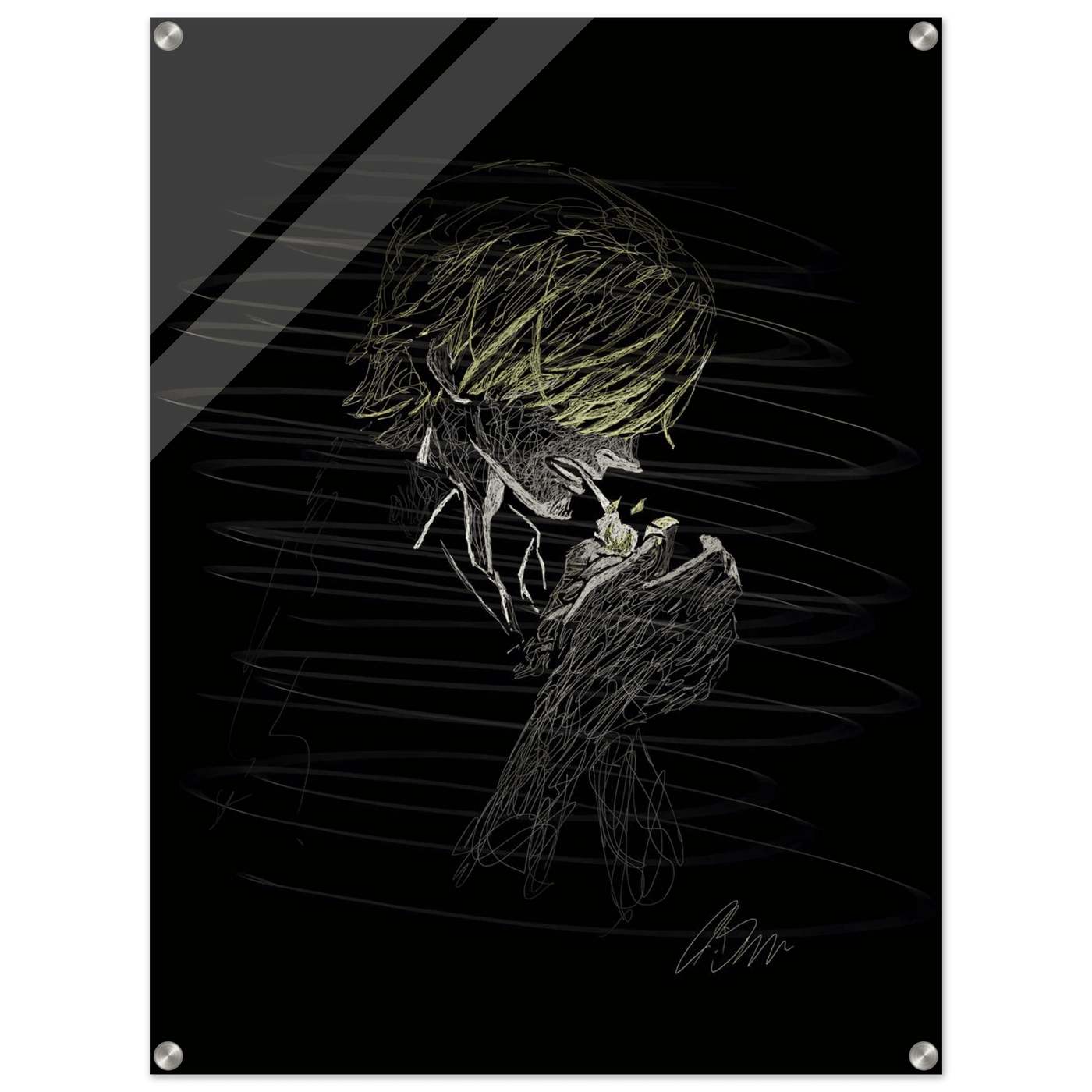 Manga Anime Wall Decor - Scribble Art Acrylic Print for Abstract Luminous Modern Home Aesthetics - Vibrantwalls