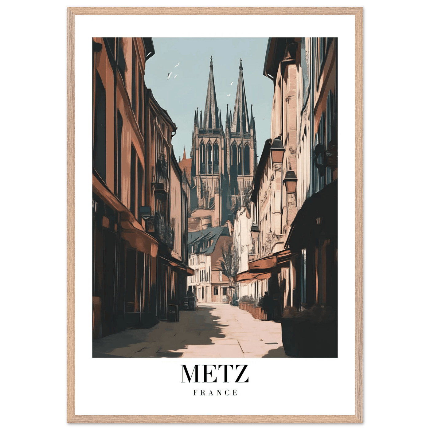 Metz France Framed Poster – Vintage European Cityscape Wall Art with Customizable Wooden Frame - Vibrantwalls