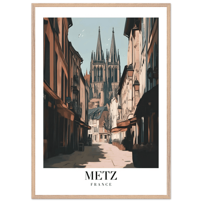 Metz France Framed Poster – Vintage European Cityscape Wall Art with Customizable Wooden Frame - Vibrantwalls