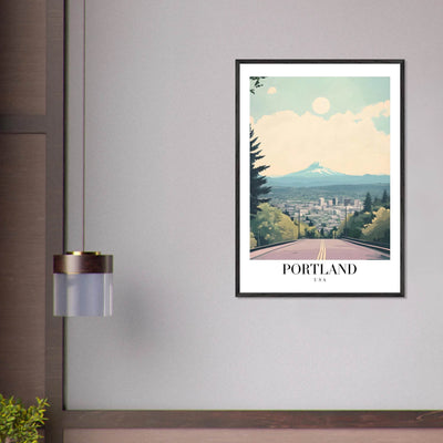 Portland Oregon Framed Poster – Mid-Century Modern Travel Art with Your Choice of Frame - Vibrantwalls