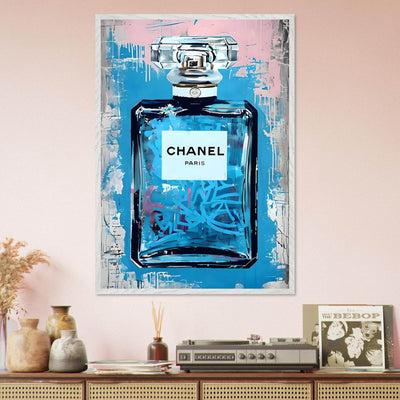 Abstract Chanel No. 5 Art Print in Mounted Frame - Iconic Glamour for Modern Decor - Vibrantwalls