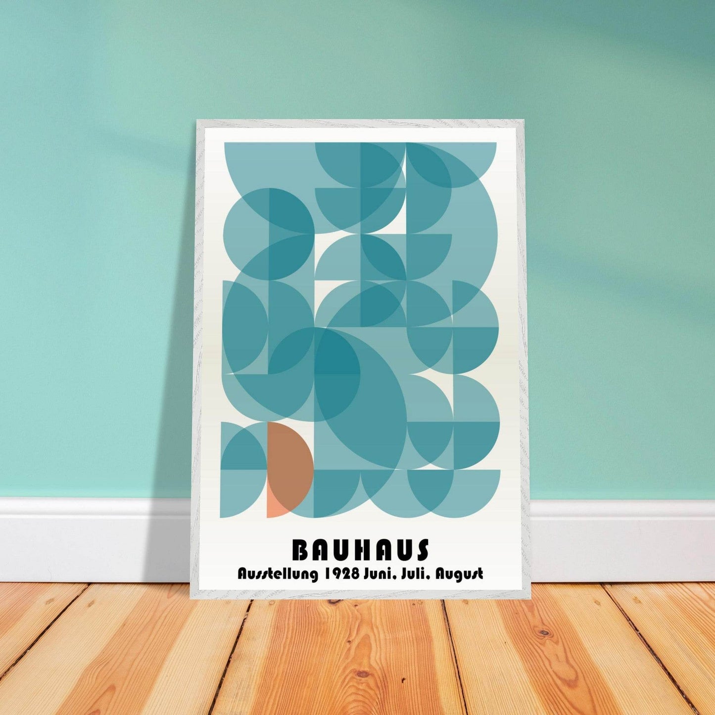 Bauhaus Geometric Art Teal Orange Movement Style Design Wall Art - Vibrantwalls